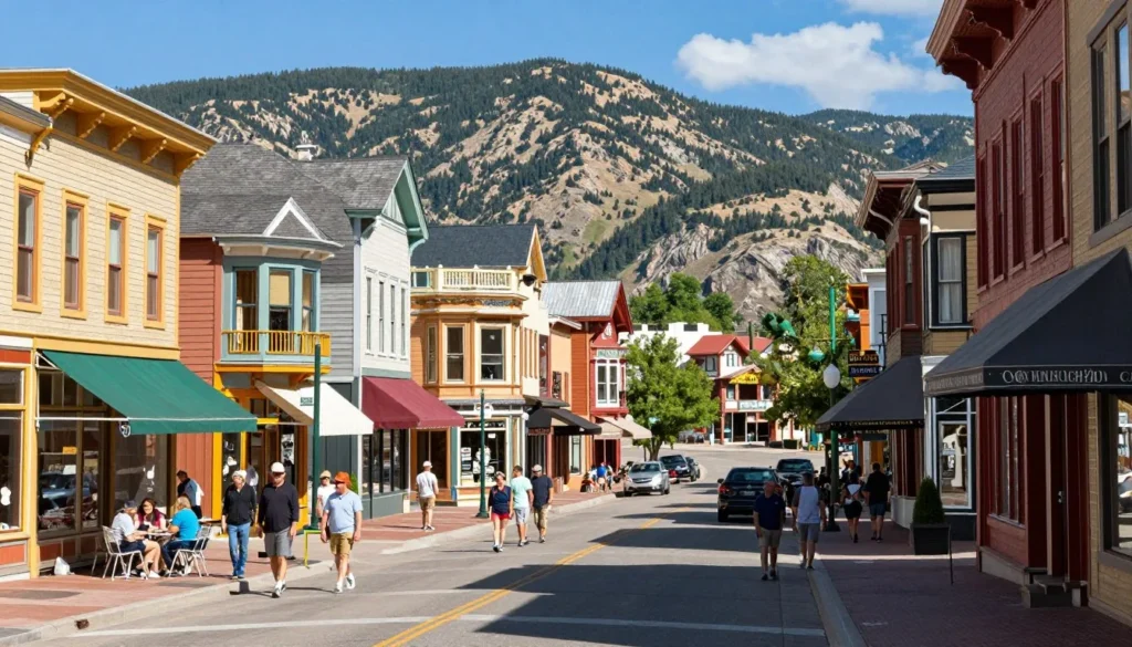 Historic Main Street in Park City with mountain town atmosphere Historic Main Street in Park City with mountain town atmosphere