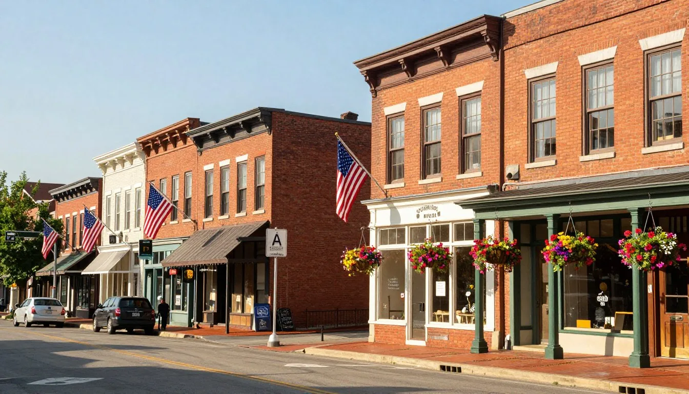 Historic-downtown-Greeneville-Tennessee-main-street-with-brick-buildings Historic downtown Greeneville Tennessee main street with brick buildings