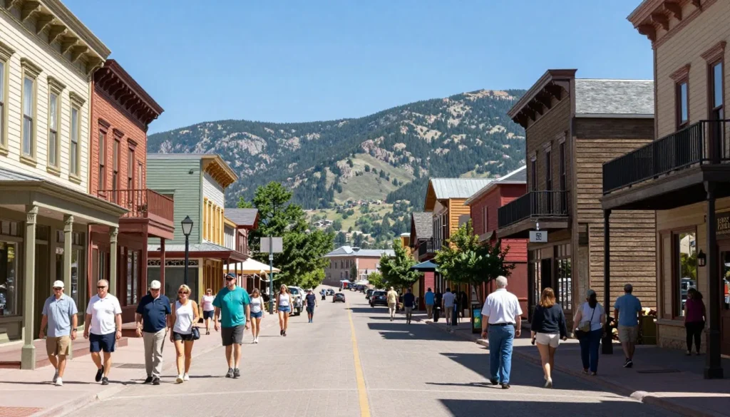 Historic downtown Leadville Colorado with Victorian buildings and mountain backdrop Historic downtown Leadville Colorado with Victorian buildings and mountain backdrop