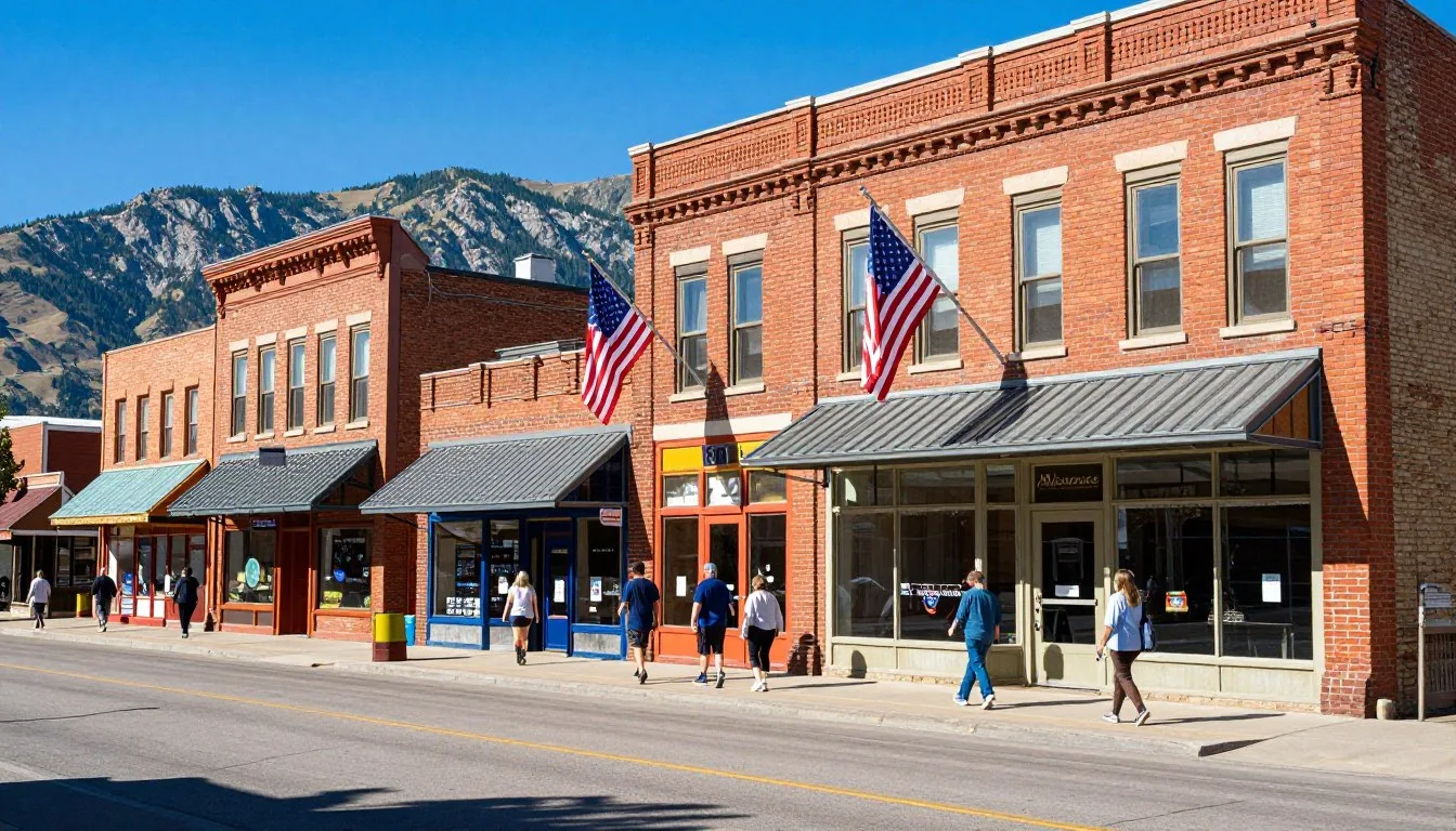 Historic-downtown-Panguitch-with-colorful-brick-buildings-and-mountain-backdrop Historic downtown Panguitch with colorful brick buildings and mountain backdrop