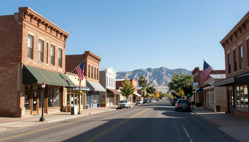 Historic downtown street with restored buildings
