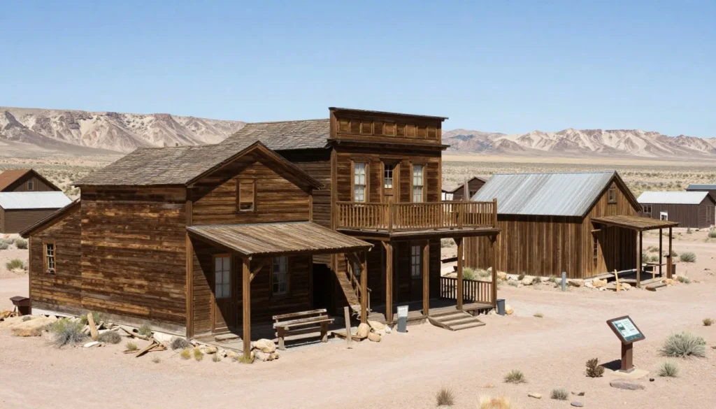 Historic ghost town buildings in Nevada desert Historic ghost town buildings in Nevada desert