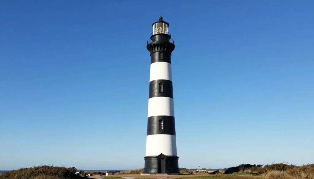 Historic lighthouse on Outer Banks coastline Historic lighthouse on Outer Banks coastline