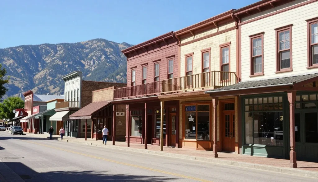 Historic main street in Nevada mining town