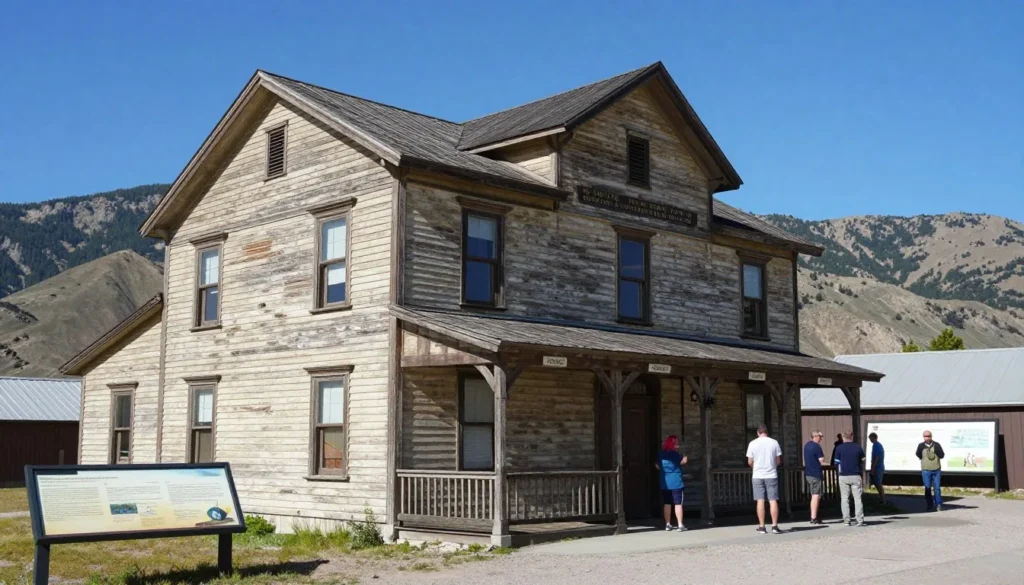 Historic mining building in Colorado mountain town showcasing preserved architecture and mountain heritage Historic mining building in Colorado mountain town showcasing preserved architecture and mountain heritage