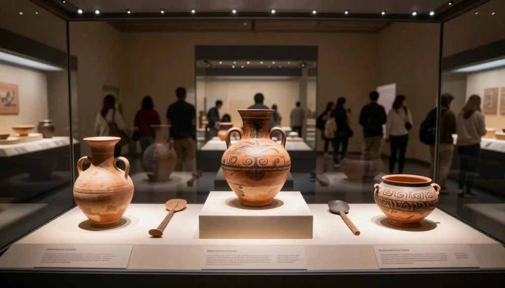 Historical artifacts display showcasing Native American heritage