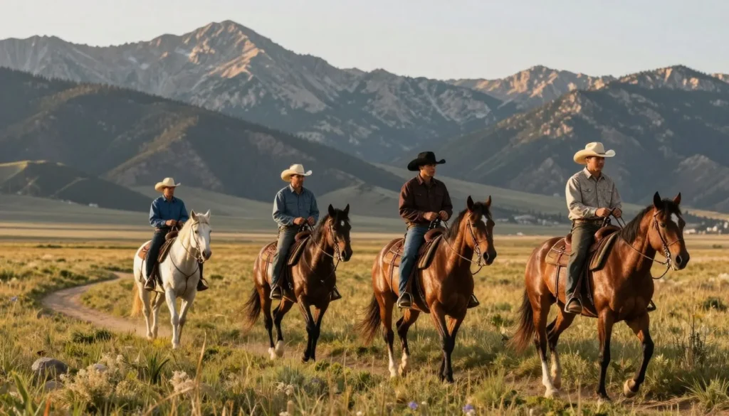 Horseback riders on scenic mountain trail
