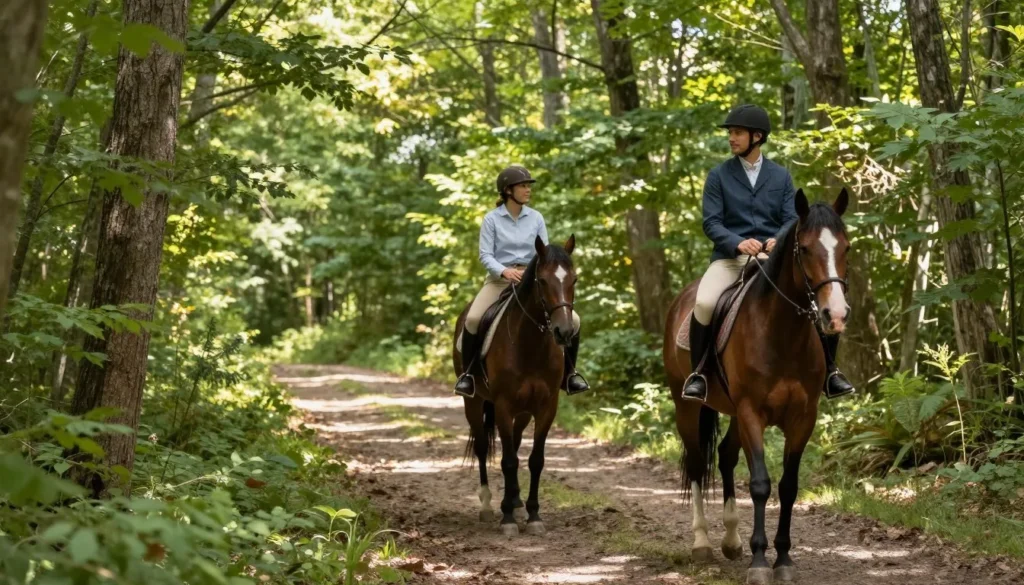 Horseback riding trail through Chickasaw State Park Tennessee forest Horseback riding trail through Chickasaw State Park Tennessee forest