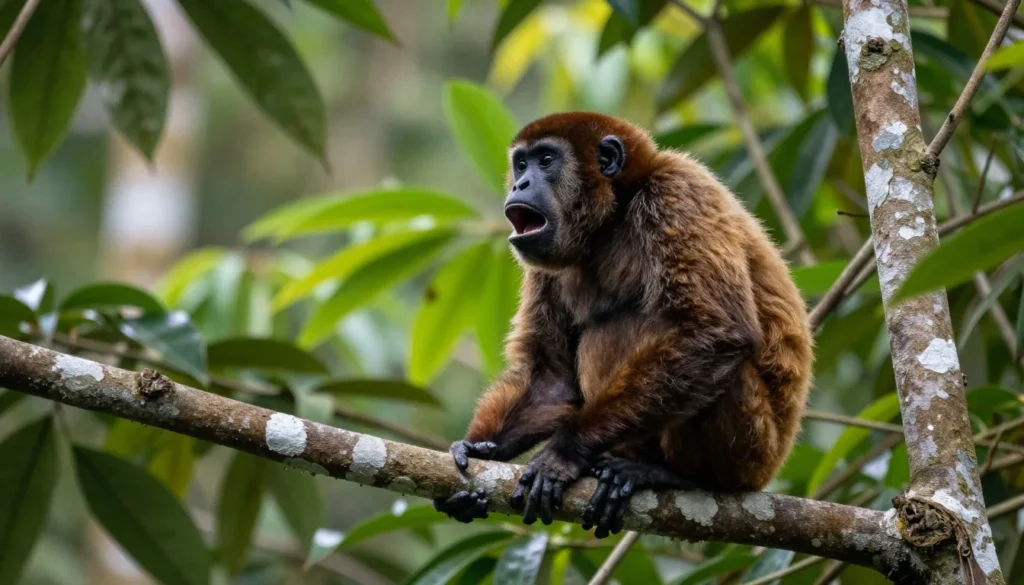 Howler monkey in Tortuguero rainforest canopy