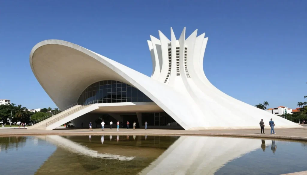 Igreja São Francisco de Assis exterior with reflective pool