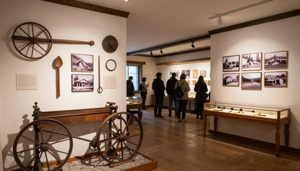 Interior of mountain heritage museum with historical artifacts Interior of mountain heritage museum with historical artifacts
