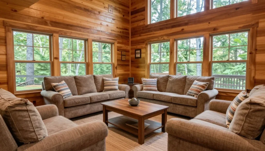 Interior view of cabin living area at Chickasaw State Park Tennessee Interior view of cabin living area at Chickasaw State Park Tennessee