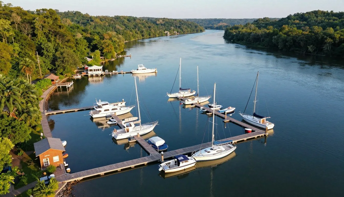 Island Cove Tennessee travel guide scenic waterfront view with boats docked at marina