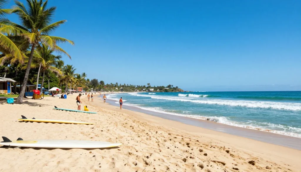 Jaco Beach during perfect weather with clear blue skies and calm ocean