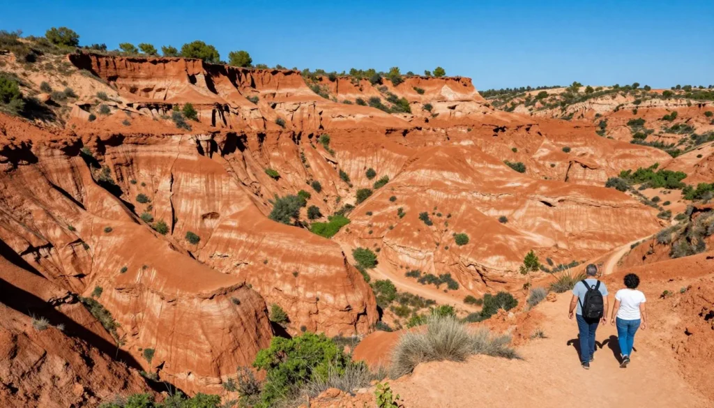 Las Medulas ancient Roman gold mines showing dramatic red landscape formations