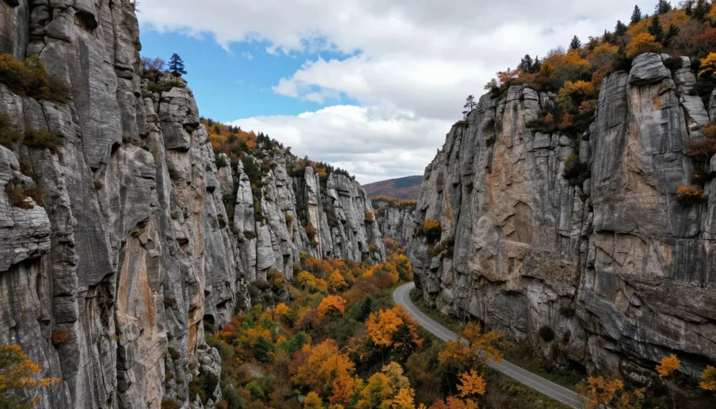 Limestone cliffs and autumn colors in Logan Canyon Utah Limestone cliffs and autumn colors in Logan Canyon Utah