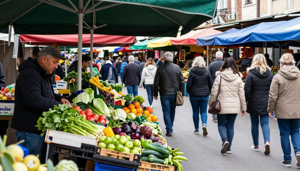 Local market in Bucharest with fresh produce and vendors Local market in Bucharest with fresh produce and vendors