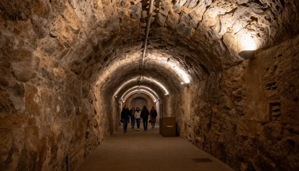 Luxembourg City Bock Casemates historic underground tunnels with stone archways