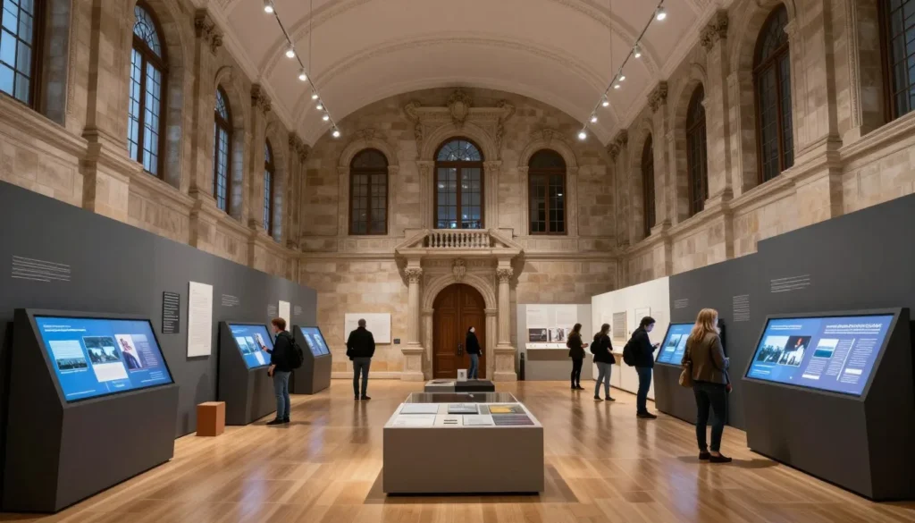 Luxembourg City historic museum interior with interactive exhibits and visitors