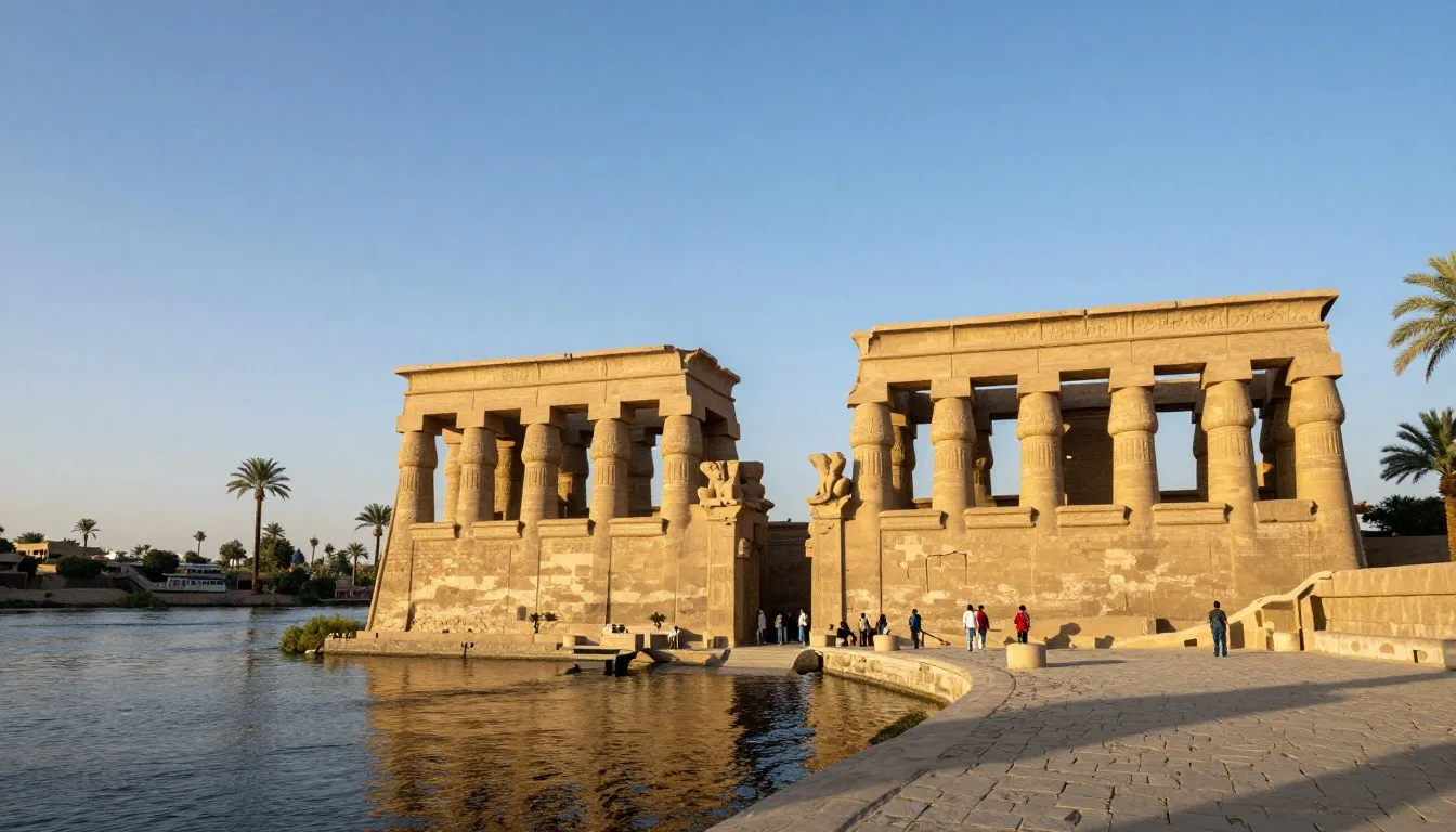 Luxor Egypt travel guide showcasing ancient temples along the Nile River at golden hour