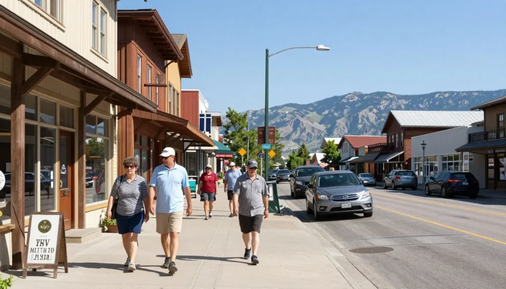 Main Street in Midway Utah showing walkable downtown area