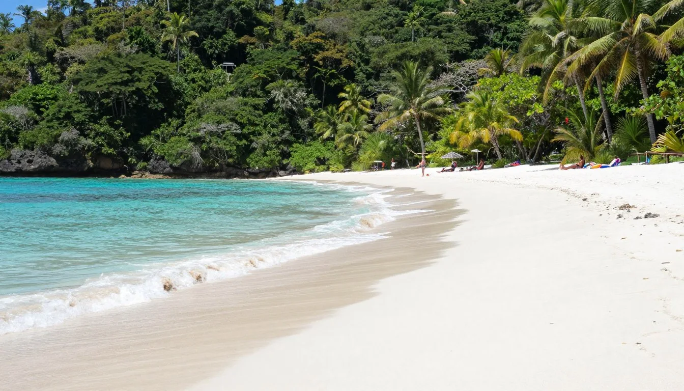 Manuel Antonio National Park Costa Rica white-sand beach with turquoise water and lush rainforest
