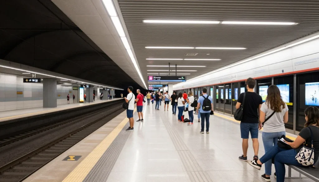 Metro station in Belo Horizonte with passengers