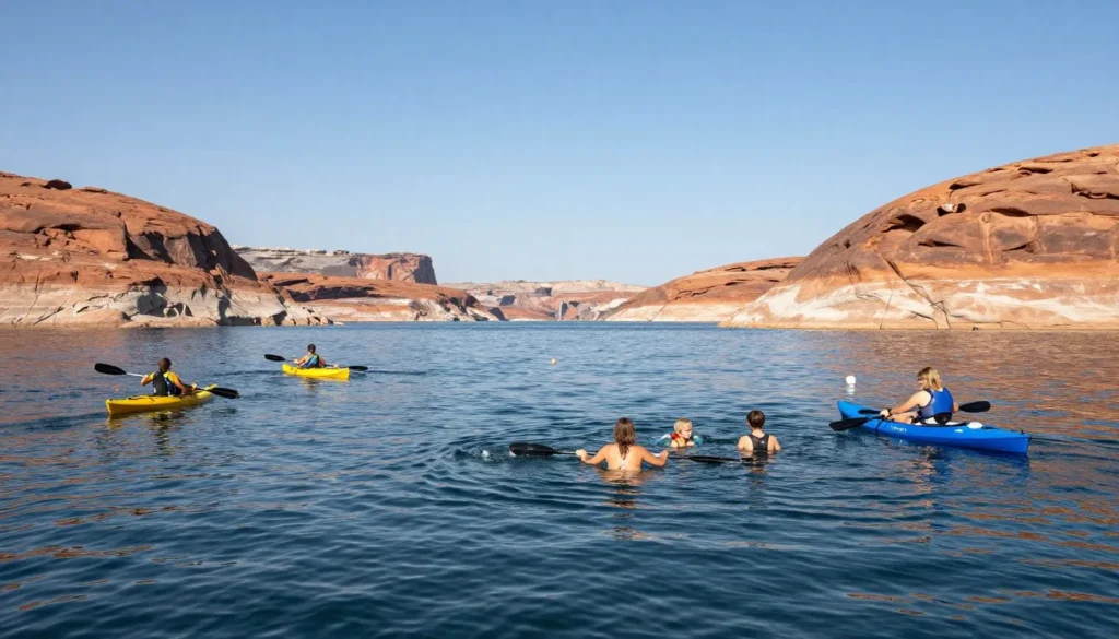 Millsite reservoir with boats and recreational activities
