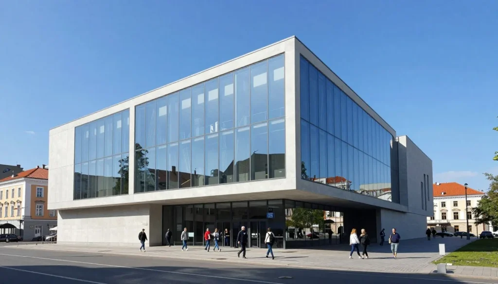 Modern MO Museum building exterior in Vilnius