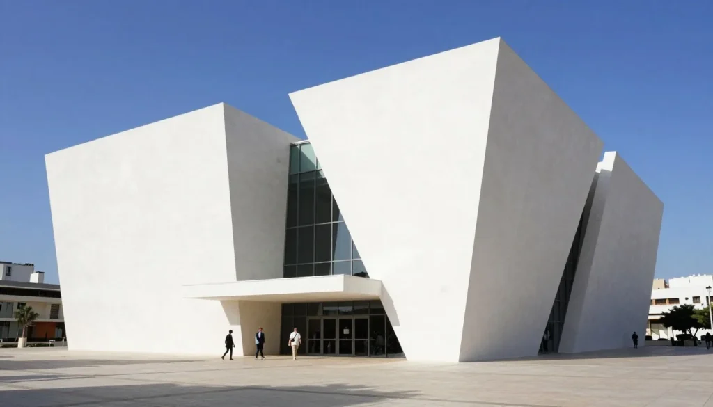 Modern architecture of Tel Aviv Museum of Art with distinctive geometric design