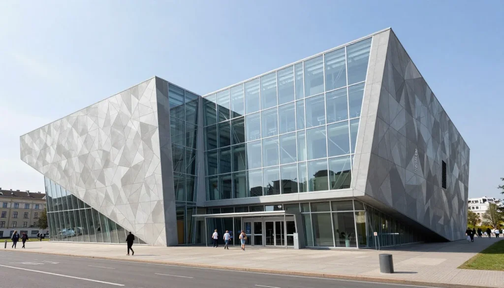 Modern exterior of POLIN Museum with its distinctive contemporary architecture