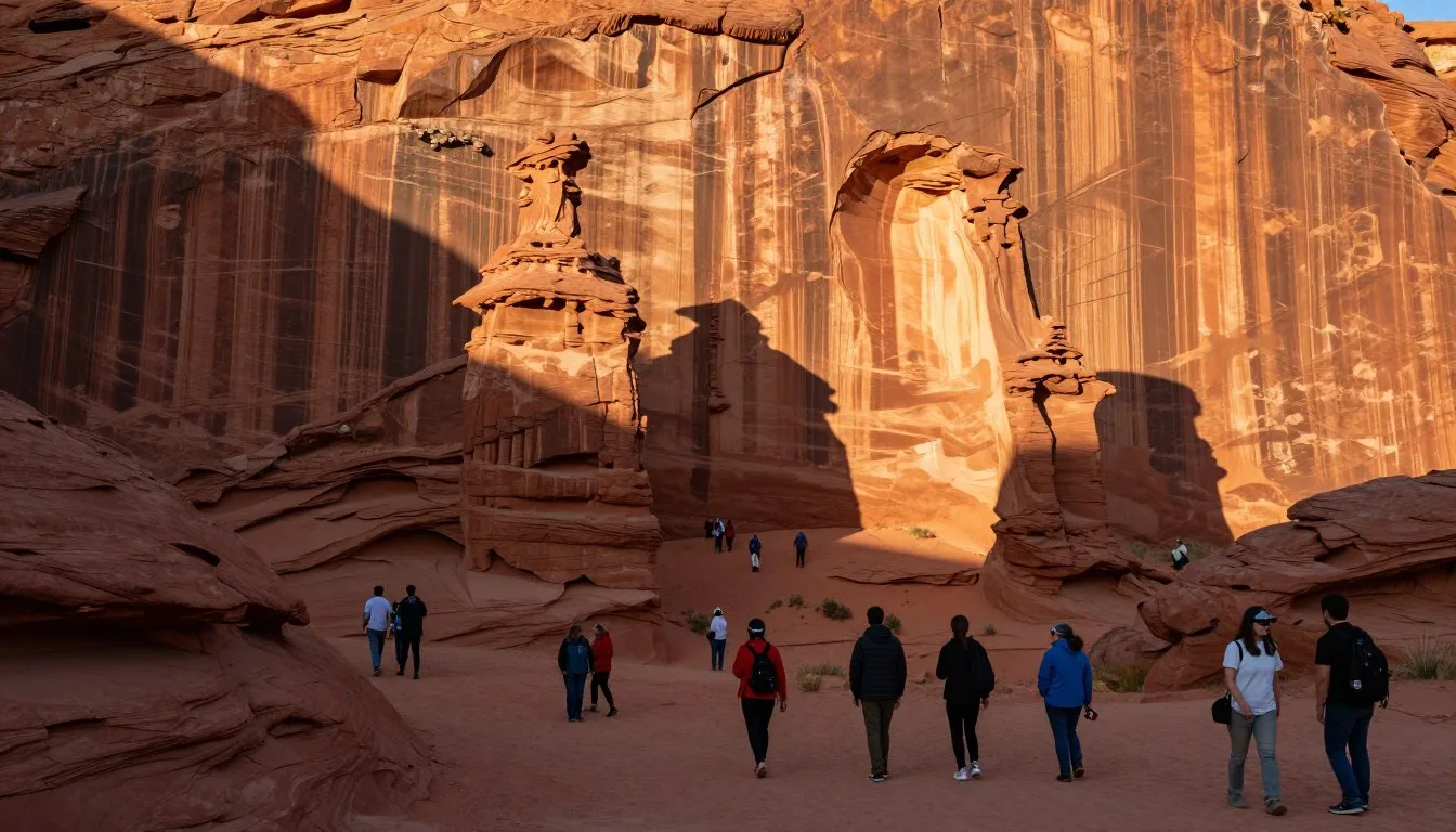 Moqui-Cave-Utah-sandstone-formations-glowing-golden-in-afternoon-sun Moqui Cave Utah sandstone formations glowing golden in afternoon sun