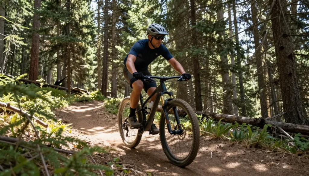 Mountain biker on Tennessee Pass Colorado trail Mountain biker on Tennessee Pass Colorado trail