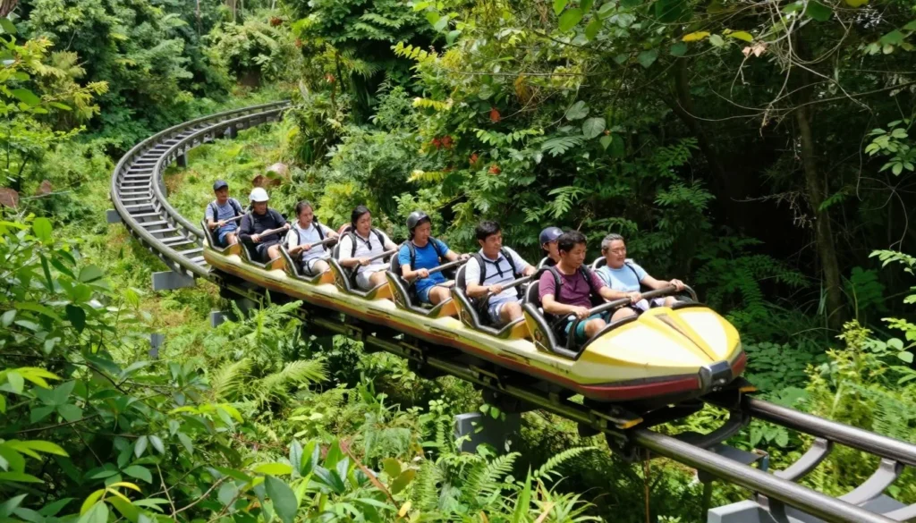 Mountain coaster ride through forest Tennessee Mountain coaster ride through forest Tennessee