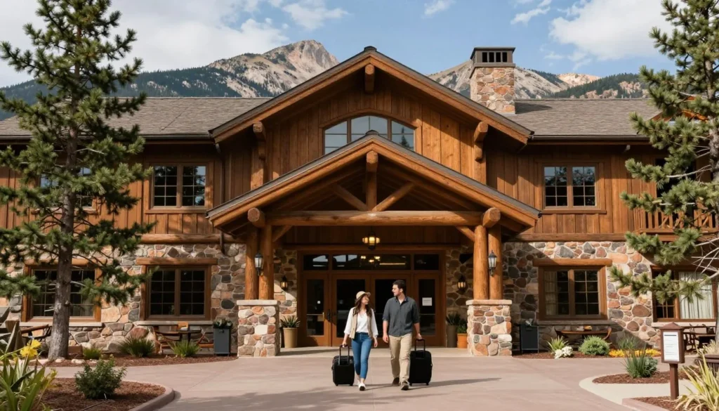 Mountain lodge accommodations near Rocky Mountain National Park during summer Mountain lodge accommodations near Rocky Mountain National Park during summer