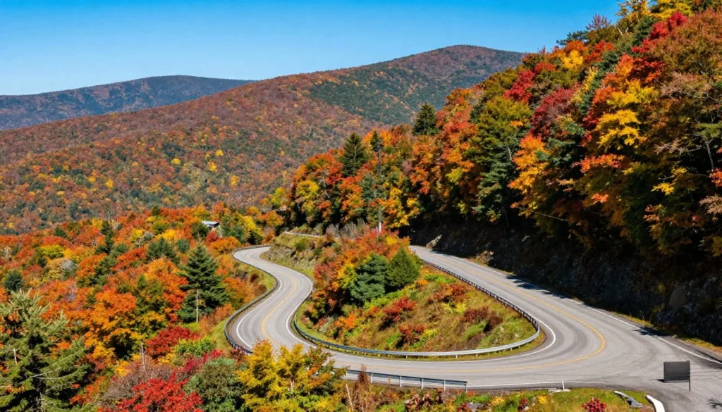 Mountain road winding through Blue Ridge Mountains leading to Hot Springs North Carolina Mountain road winding through Blue Ridge Mountains leading to Hot Springs North Carolina