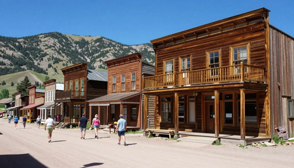 Mountain town street with historic buildings Mountain town street with historic buildings