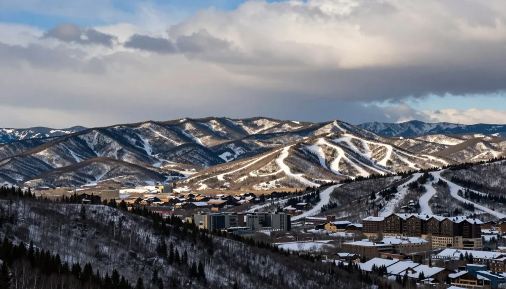 Mountain vista showing Park City ski resort in distance