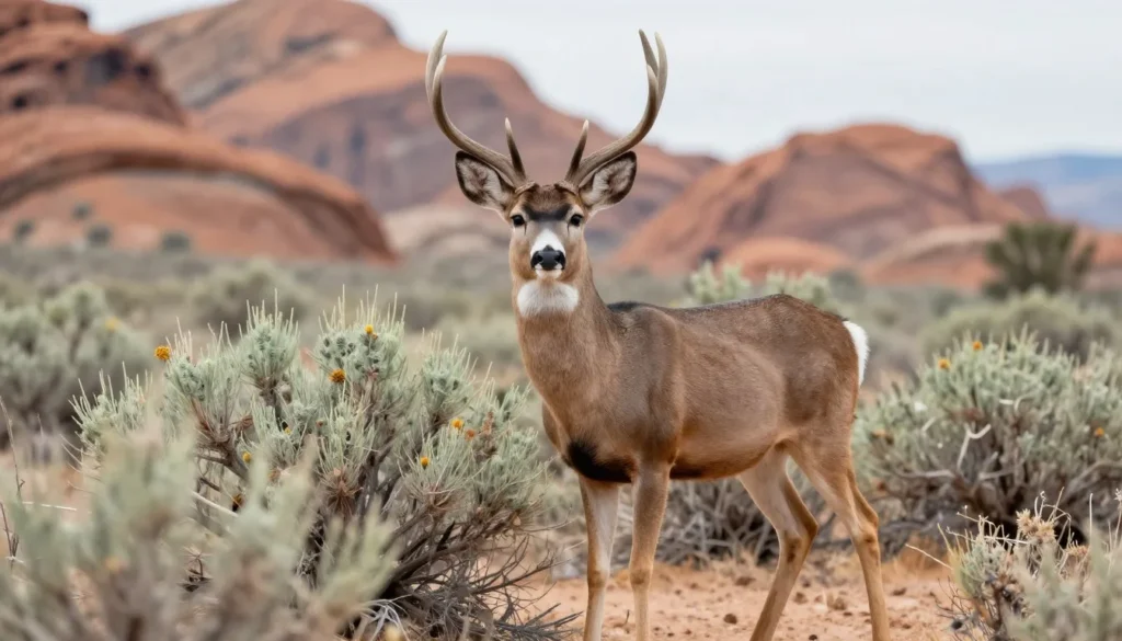 Mule deer in natural desert habitat