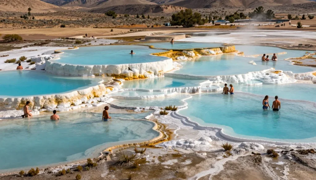 Multiple natural pools at Meadow Hot Springs with different temperatures Multiple natural pools at Meadow Hot Springs with different temperatures