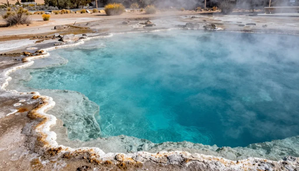 Natural hot springs pool in Ruby Valley Nevada with clear turquoise water Natural hot springs pool in Ruby Valley Nevada with clear turquoise water