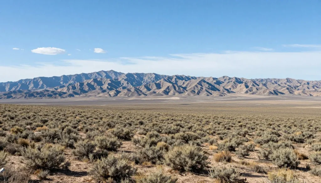 Nevada high desert landscape with mountain ranges and open valleys Nevada high desert landscape with mountain ranges and open valleys