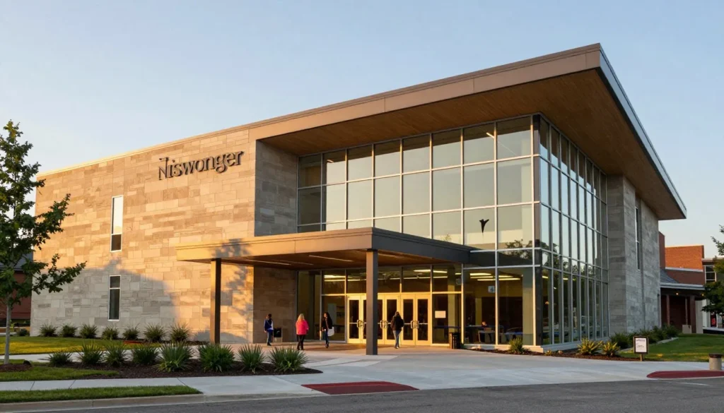 Niswonger Performing Arts Center exterior at sunset Niswonger Performing Arts Center exterior at sunset