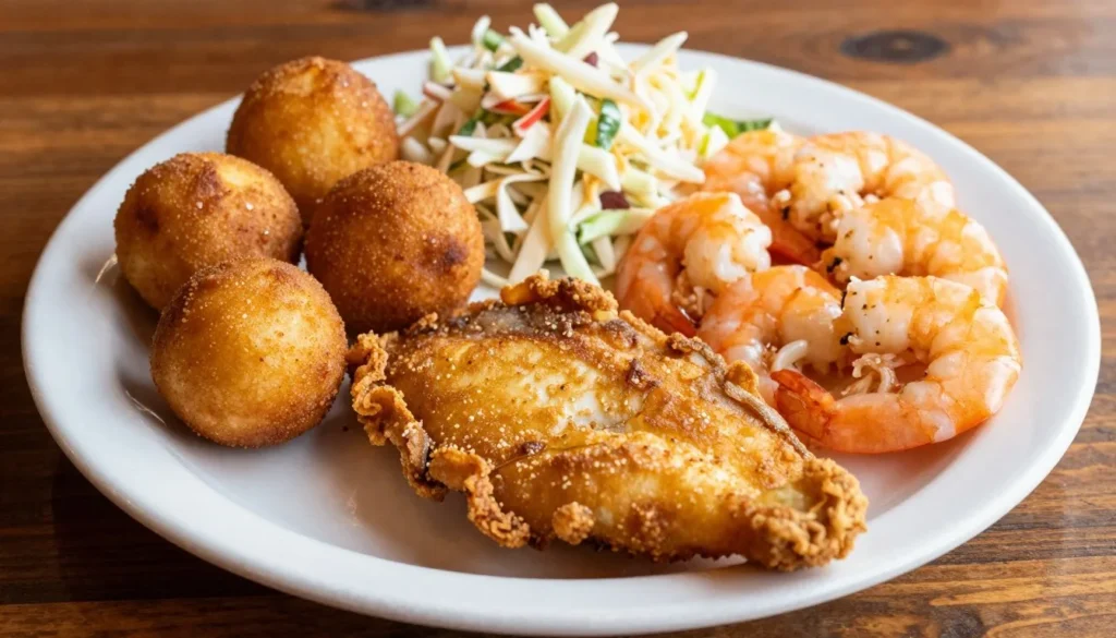 North Carolina seafood platter with fresh caught fish North Carolina seafood platter with fresh caught fish