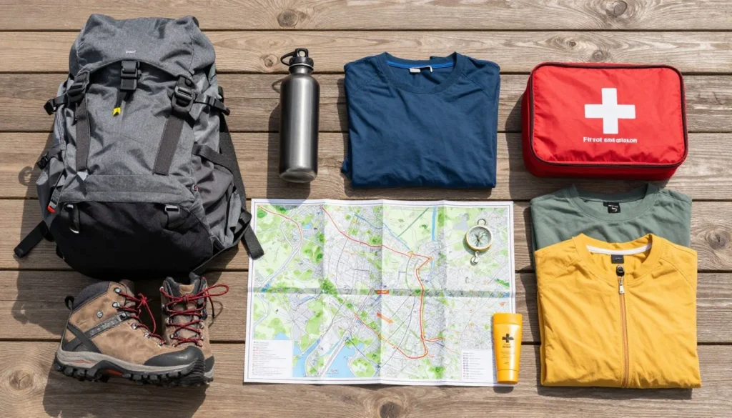 Organized hiking gear and supplies for Elk Knob State Park visit Organized hiking gear and supplies for Elk Knob State Park visit