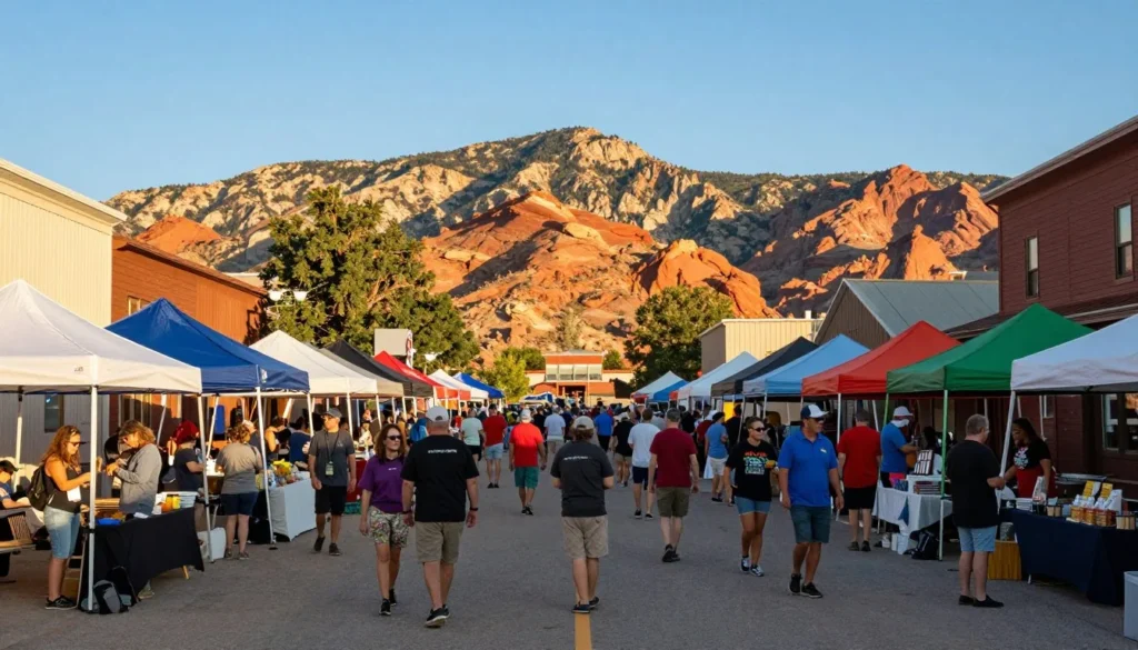 Outdoor community festival celebration in Utah desert setting