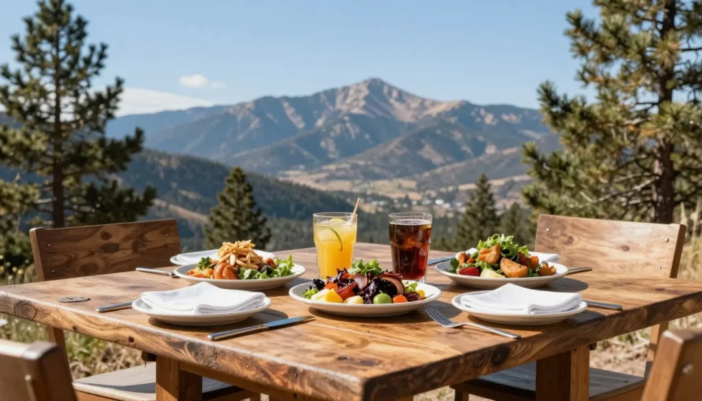 Outdoor dining experience with mountain views near Staunton State Park Outdoor dining experience with mountain views near Staunton State Park