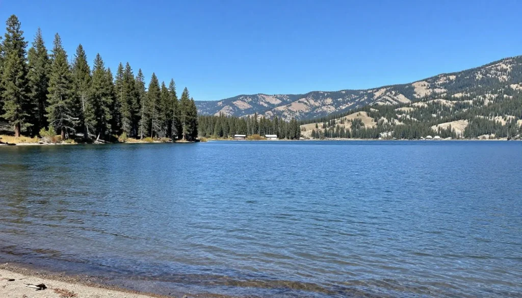 Panguitch Lake surrounded by forest and mountains