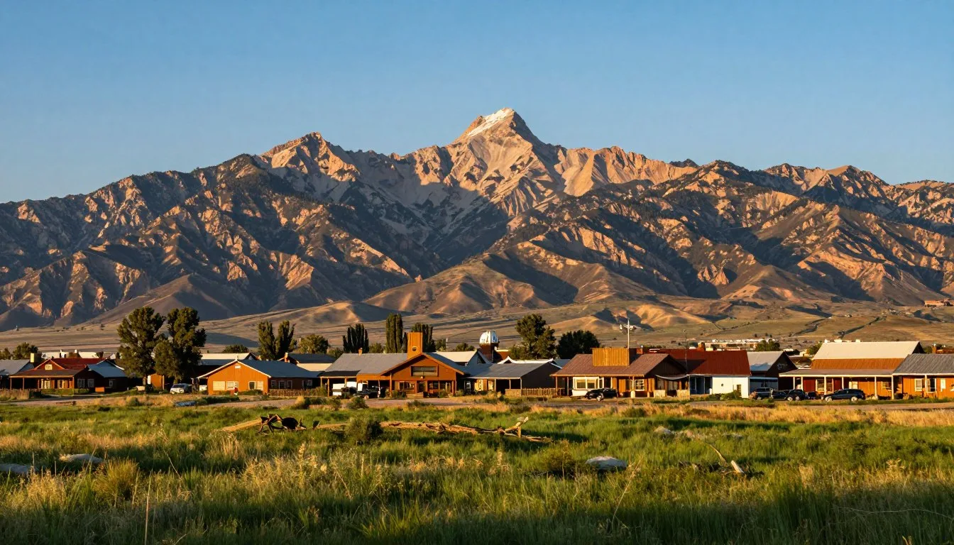 Panoramic-view-of-Midway-Utah-nestled-in-Heber-Valley-with-Wasatch-Mountains-in-background Panoramic view of Midway Utah nestled in Heber Valley with Wasatch Mountains in background