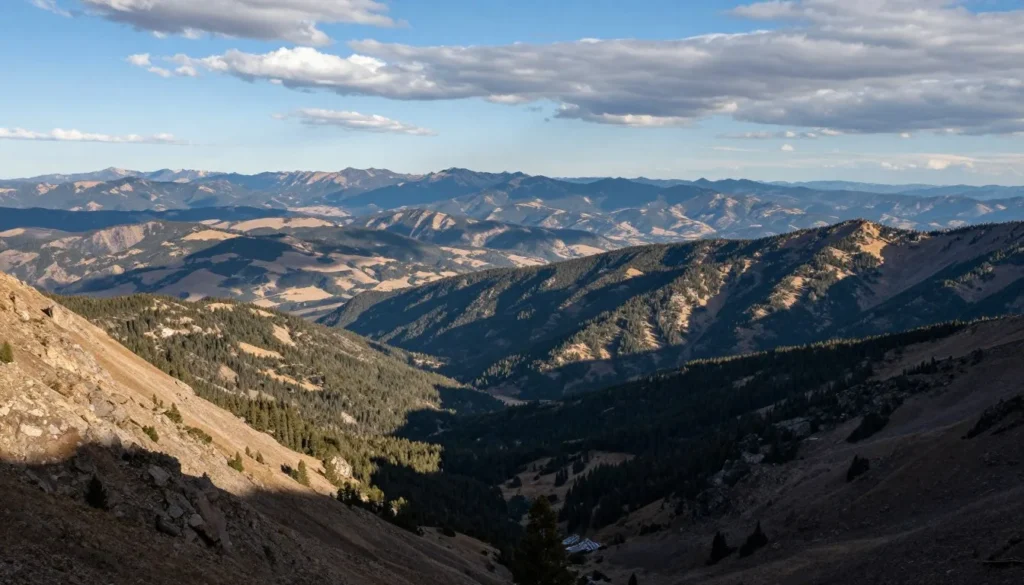 Panoramic view of San Juan Mountains with multiple peaks and valleys Panoramic view of San Juan Mountains with multiple peaks and valleys